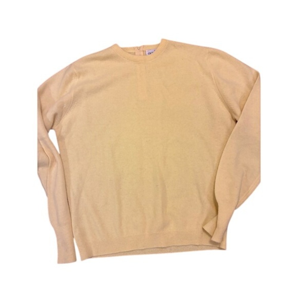Vintage Garland Dreamspun Wool Blend Sweater Yellow Crew Neck Back Zip Knit Med